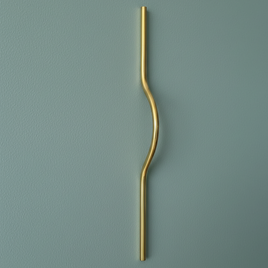 Unlacquered Brass Curved Cabinet Handle