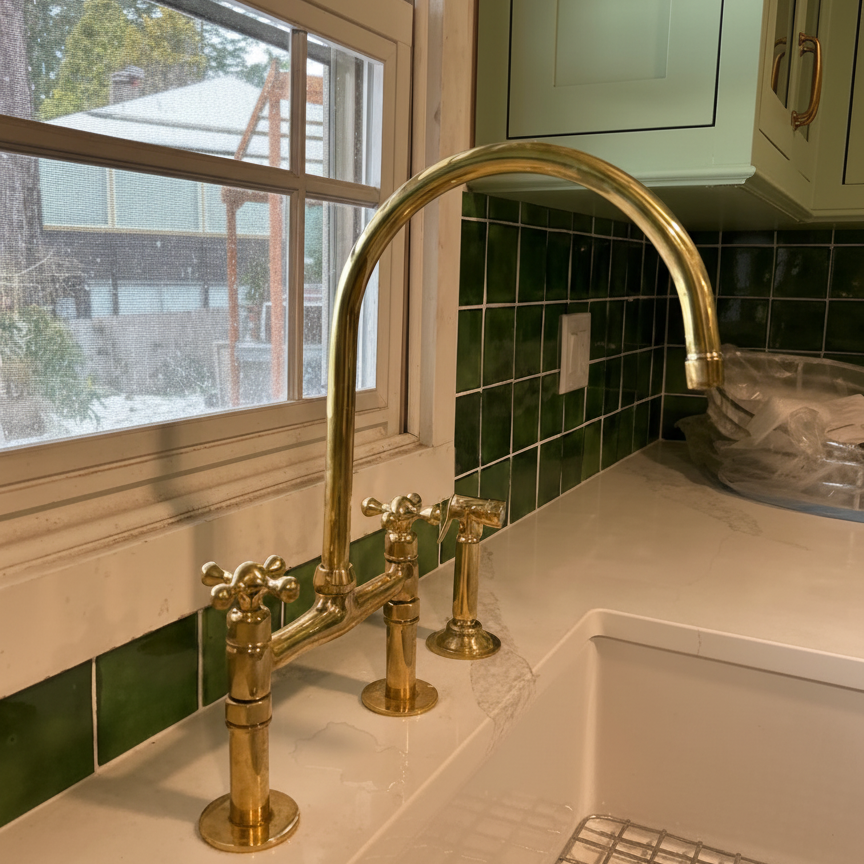 Bridge Faucet with Brass Side Sprayer
