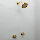 Unlacquered Brass Curved Round Shower Head