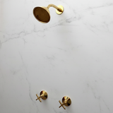 Unlacquered Brass Curved Round Shower Head