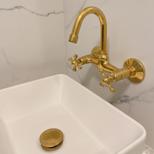 Unlacquered Wall Mounted Brass Faucet