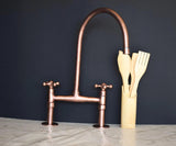 Antique Copper Kitchen Faucet - bridge faucet AzulSouk