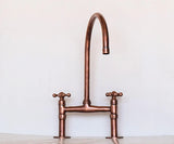 Antique Copper Kitchen Faucet - bridge faucet AzulSouk
