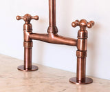 Antique Copper Kitchen Faucet - bridge faucet AzulSouk