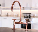 Antique Copper Kitchen Faucet - bridge faucet AzulSouk