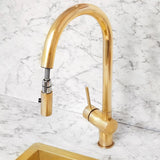 azulsouk unlacquered brass pull down kitchen faucet