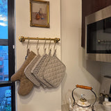 Unlacquered Brass Pot Holder & Oven Mitt Hanging Rack