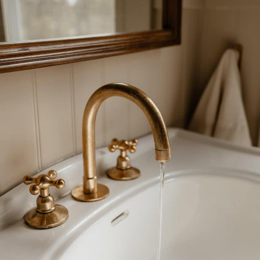 Unlacquered Brass Deck Mounted Faucet