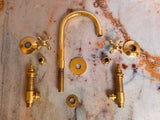 Unlacquered Brass 3 hole Vanity Faucet