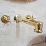 Unlacquered Brass Wall Mounted Sink Faucet