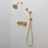 Unlacquered Brass Shower System: Rain Shower Head & Handheld Sprayer