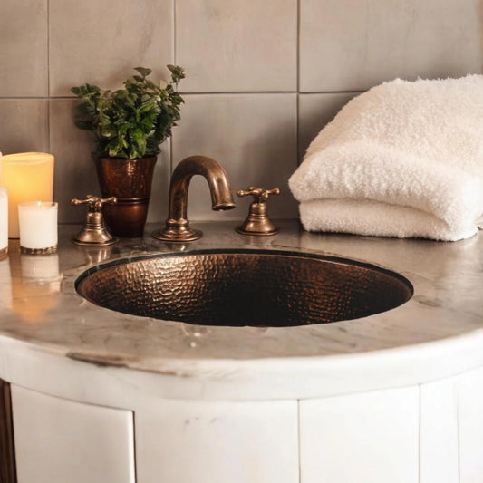 Copper Deck Mounted Bathroom Faucet