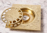 Unlacquered Engraved Brass Floor Drain