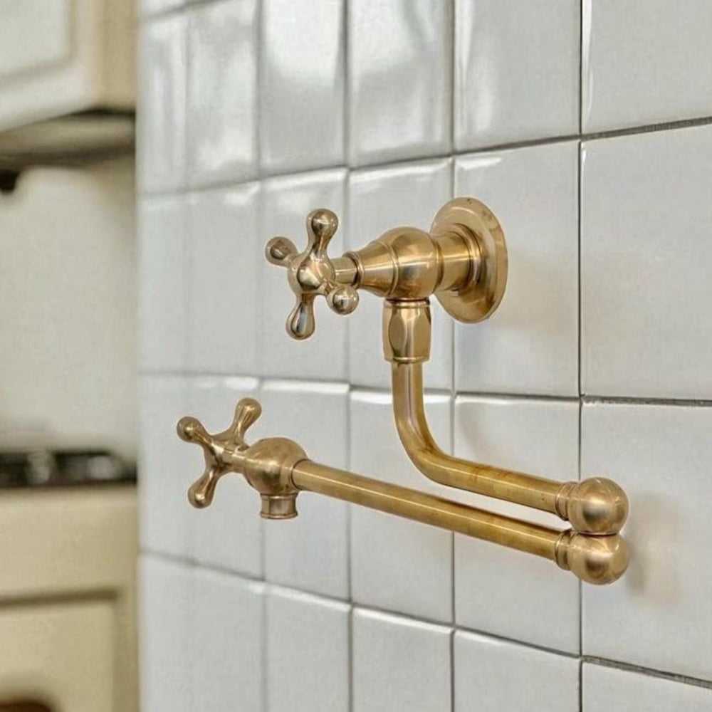 Brass kitchen faucet mounted - Antique Brass