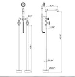 unlacquered brass floor mounted bathtub-with handshower