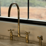 Unlacquered Brass Kitchen 8" Bridge Faucet SET - bridge faucet AzulSouk