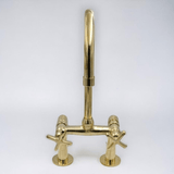 Unlacquered Brass Kitchen Sink Faucet - bridge faucet AzulSouk