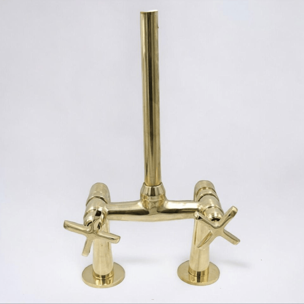 Unlacquered Brass Kitchen Sink Faucet - bridge faucet AzulSouk