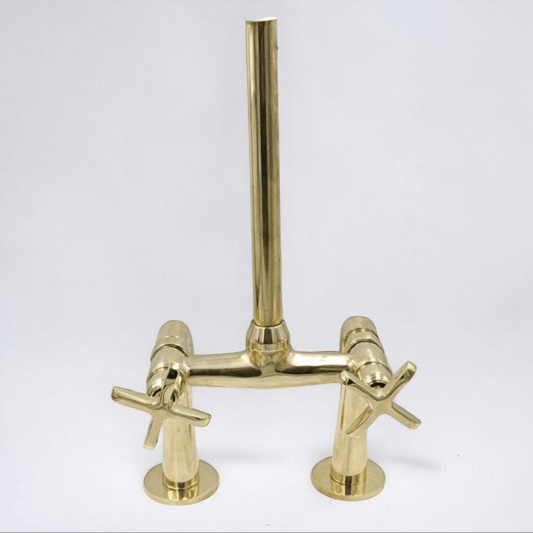 Unlacquered Brass Kitchen Sink Faucet - bridge faucet AzulSouk