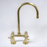 Unlacquered Brass Kitchen Sink Faucet - bridge faucet AzulSouk