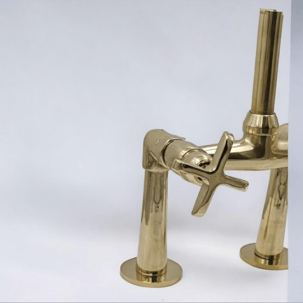 Unlacquered Brass Kitchen Sink Faucet - bridge faucet AzulSouk