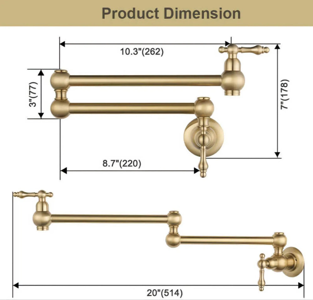 Unlacquered Brass Pot Filler - kitchen faucet AzulSouk