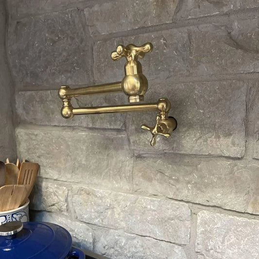 Unlacquered Brass Pot Filler - kitchen faucet AzulSouk