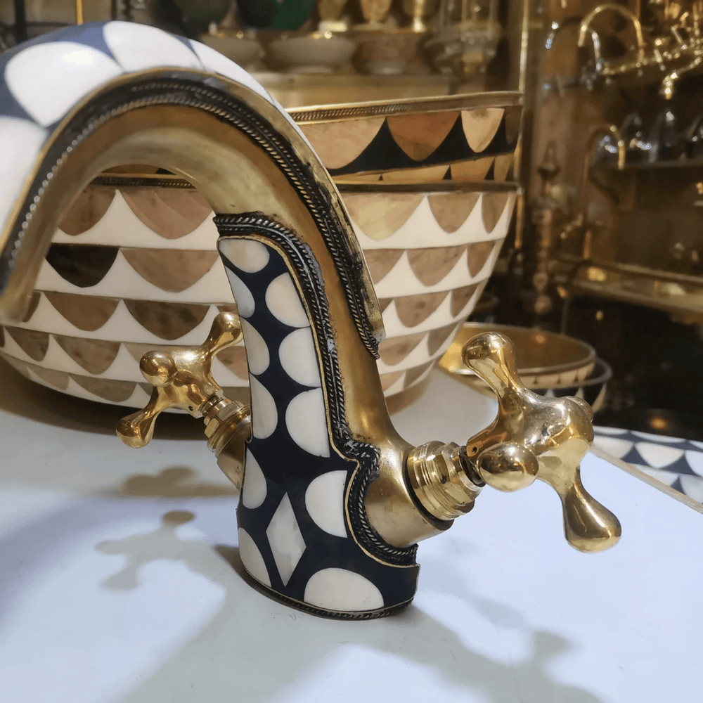 Unlacquered Brass & Resin Single Hole Vanity Faucet - bathroom faucet AzulSouk