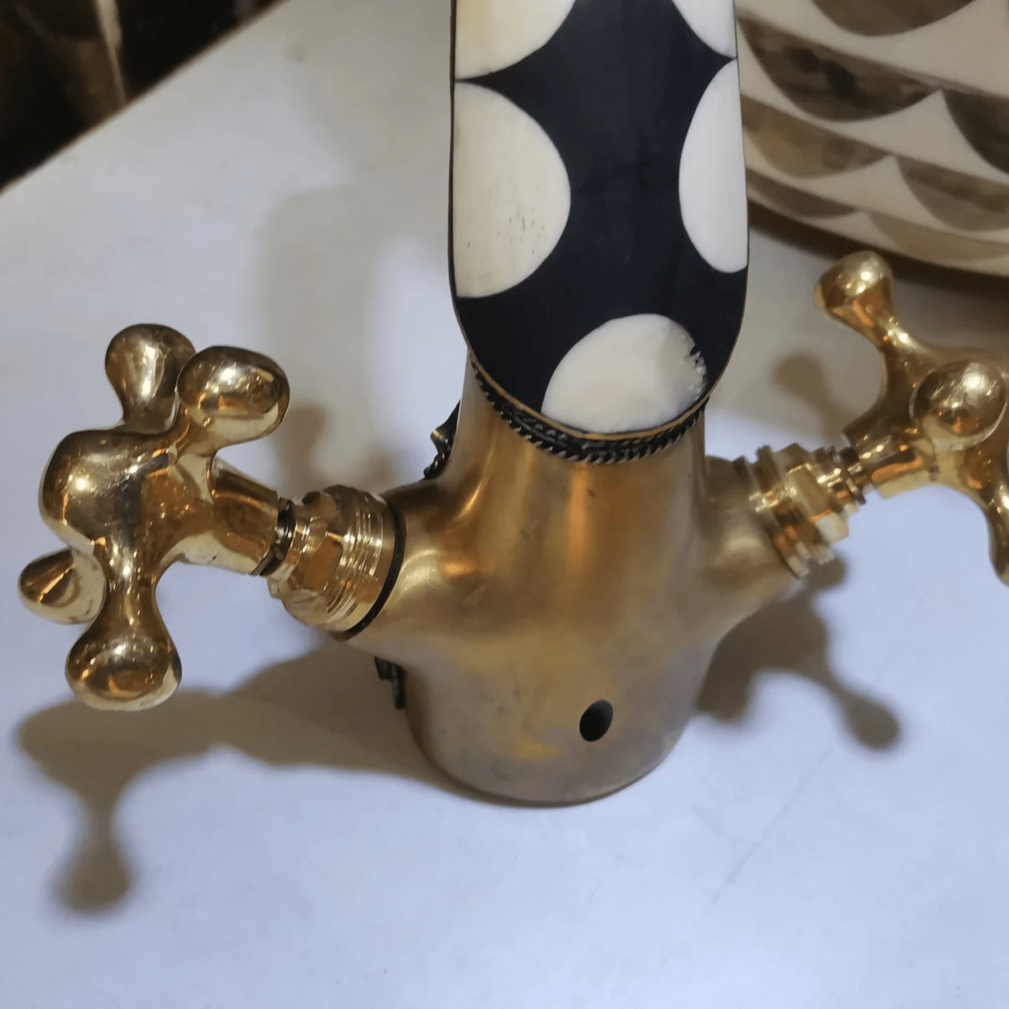 Unlacquered Brass & Resin Single Hole Vanity Faucet - bathroom faucet AzulSouk Unlacquered Brass & Resin Single Hole Vanity Faucet - bathroom faucet AzulSouk