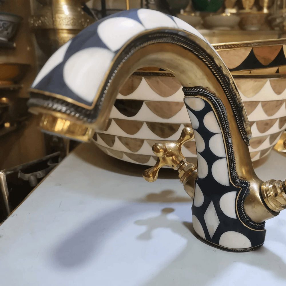 Unlacquered Brass & Resin Single Hole Vanity Faucet - bathroom faucet AzulSouk