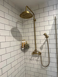 unlacquered brass shower set