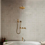 unlacquered brass shower fixture