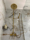 Unlacquered brass shower system, Exposed Pipe Shower System - shower system AzulSouk
