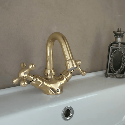 Unlacquered Brass Single Hole Sink Faucet - bathroom faucet AzulSouk