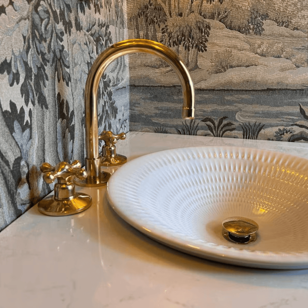 Unlacquered Brass Vanity 3 Holes Faucet - bathroom faucet AzulSouk