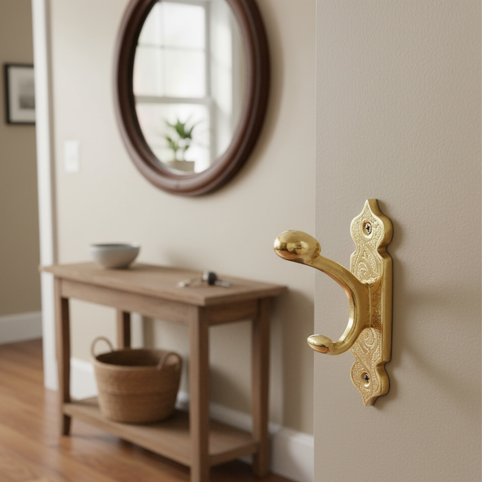 Decorative unlacquered brass hooks - azulsouk
