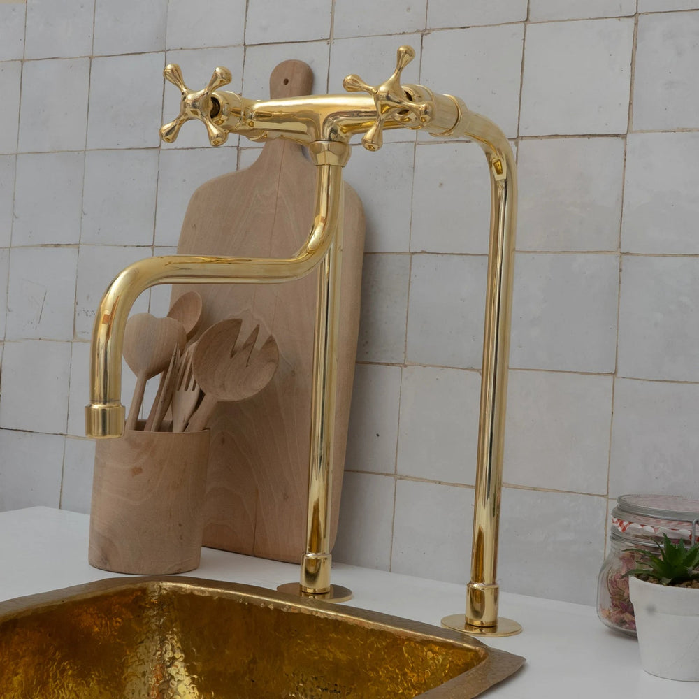 Unlacquered Solid Brass Bridge Faucet - bridge faucet AzulSouk