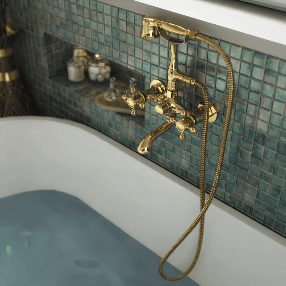Unlacquered Solid Brass Telephone Tub Filler - shower system AzulSouk