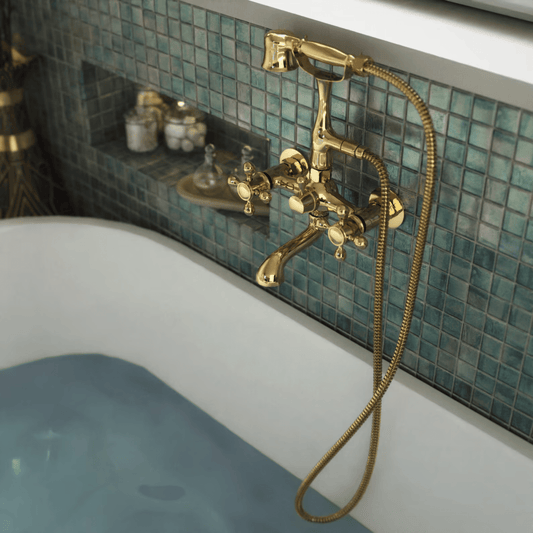 Unlacquered Solid Brass Telephone Tub Filler - shower system AzulSouk