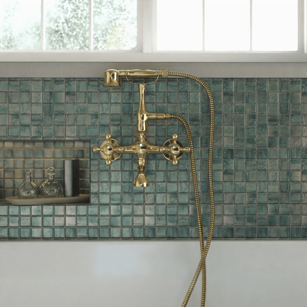 Unlacquered Solid Brass Telephone Tub Filler - shower system AzulSouk