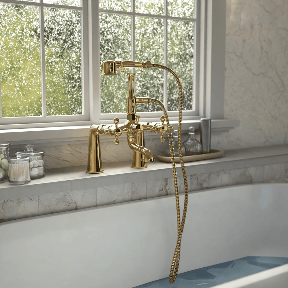 Unlacquered Solid Brass Telephone Tub Filler - shower system AzulSouk