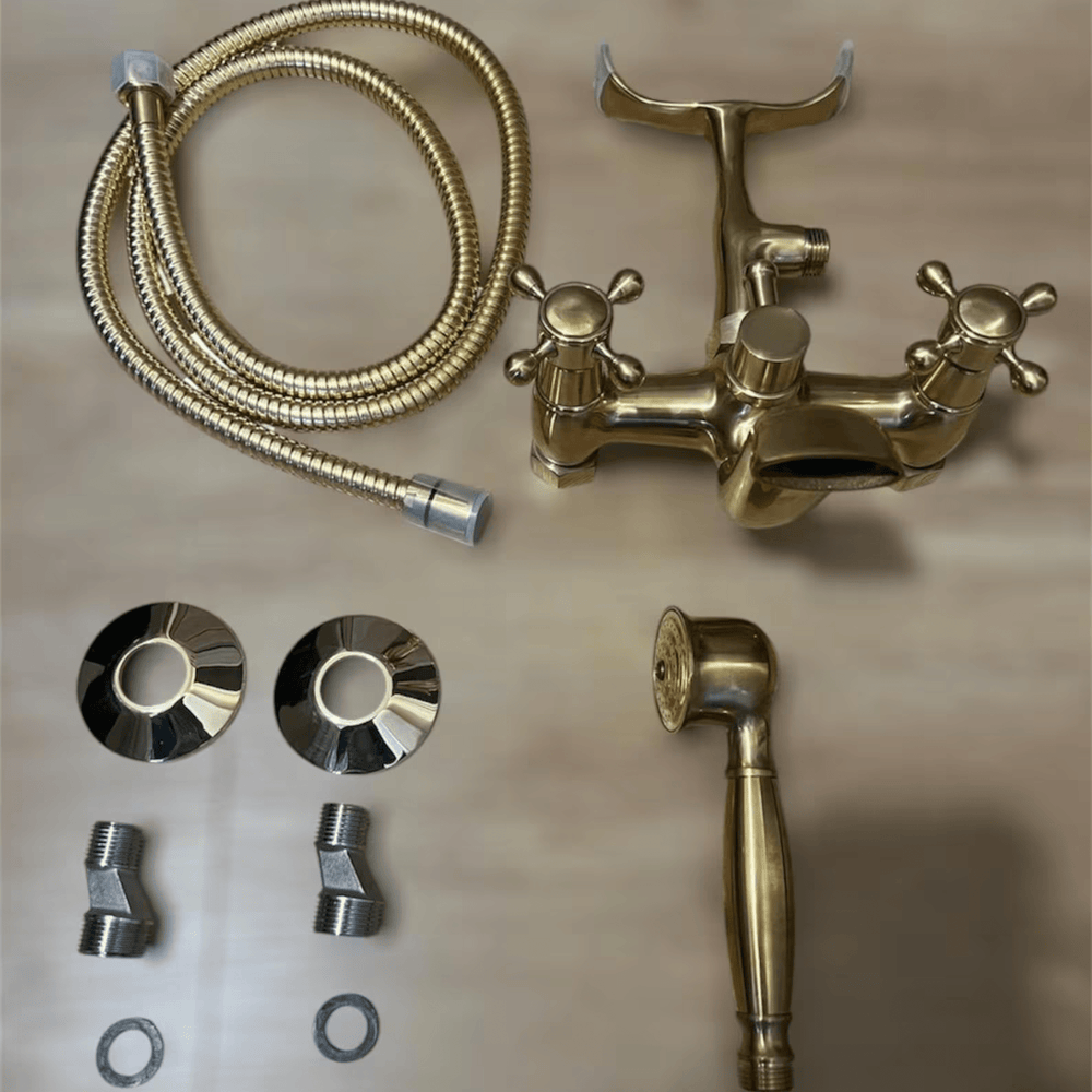 Unlacquered Solid Brass Telephone Tub Filler - shower system AzulSouk