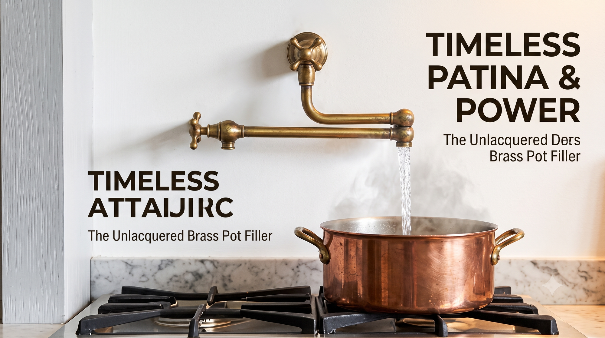 Why Unlacquered Brass Pot Fillers Belong in a Timeless Kitchen