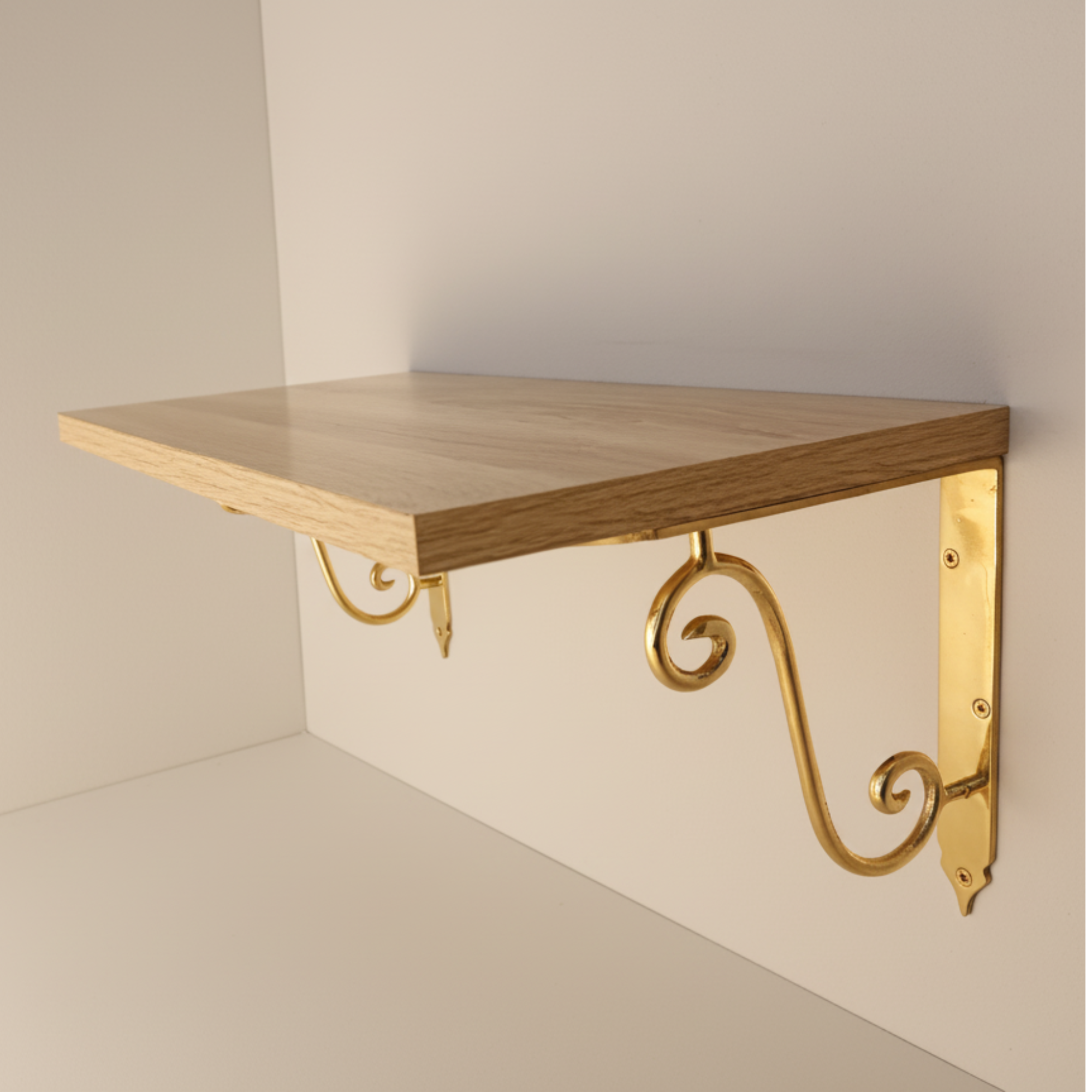 Set of unlacquered Brass Shelf Brackets