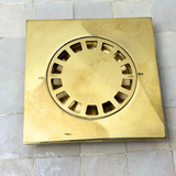 6" Unlacquered Brass Floor Shower Drain