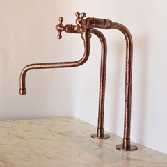 Handcrafted Copper Bridge Faucet with Hammered Copper Finish - bridge faucet AzulSouk