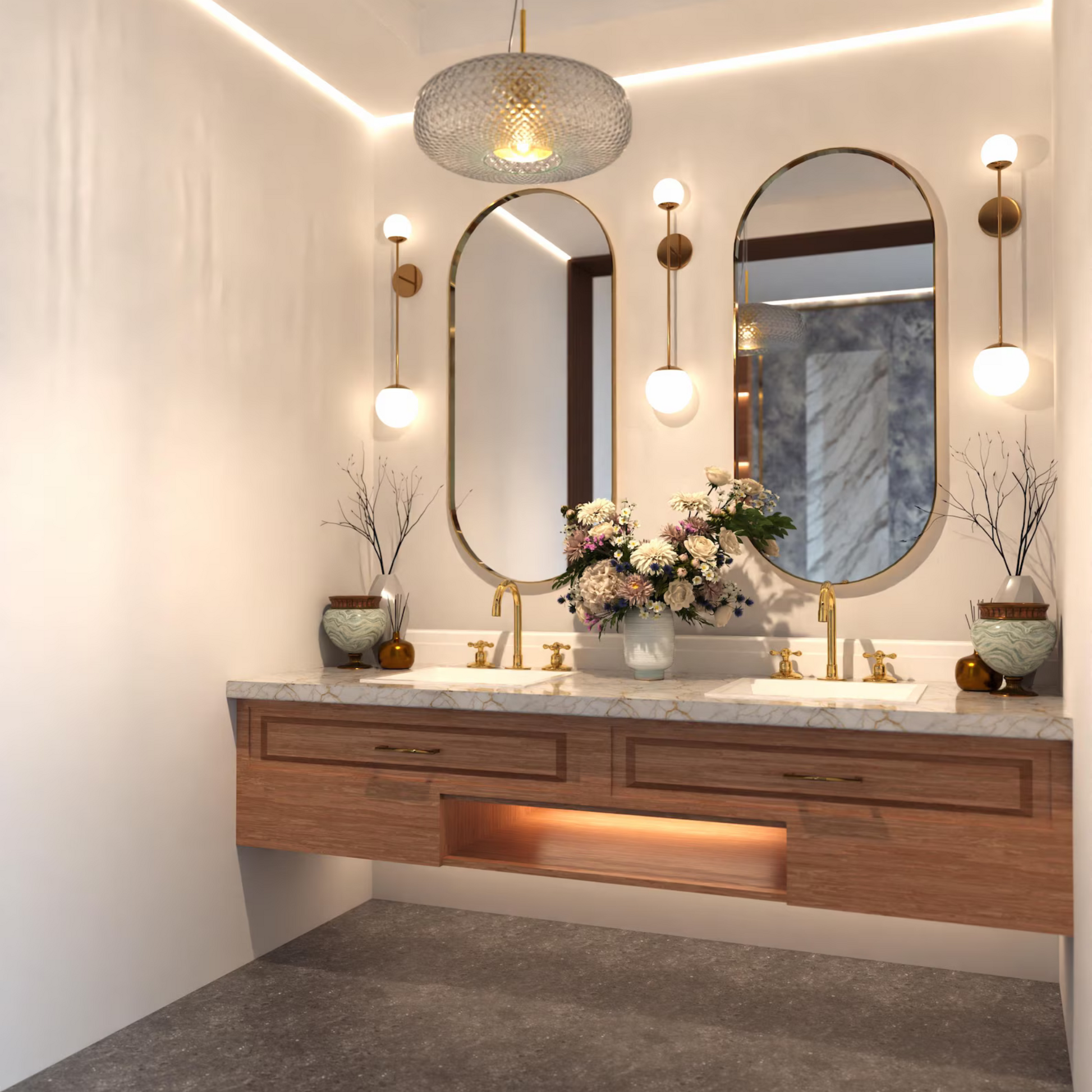 Unlacquered Solid Brass Bathroom Vanity Faucet-1