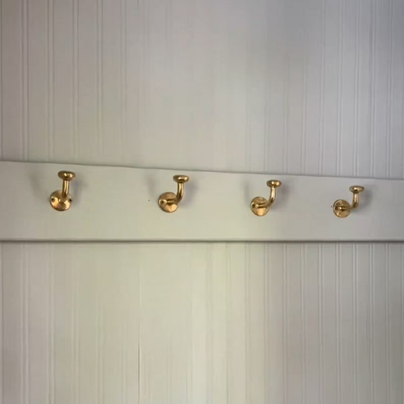 Set of 3 Unlacquered brass wall Hooks-zoom-