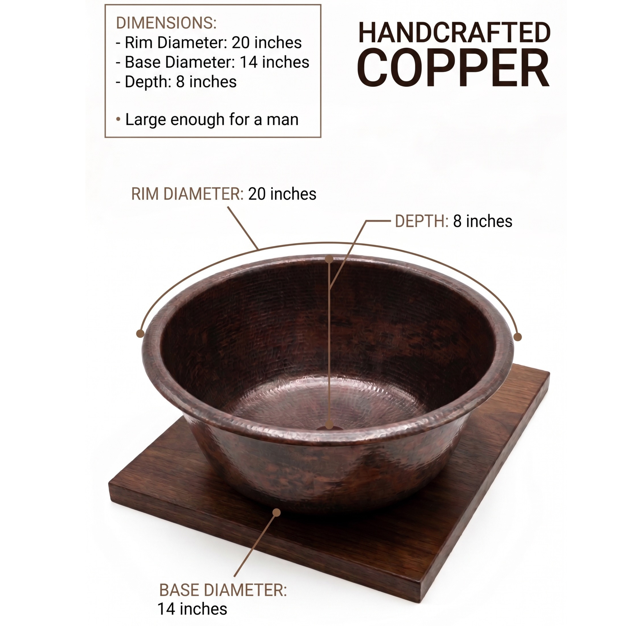 Hammered Copper Pedicure Bowl