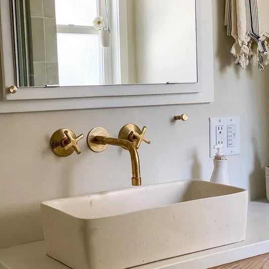 Unlacquered Brass 3-Hole Wall-Mount Bathtub Faucet